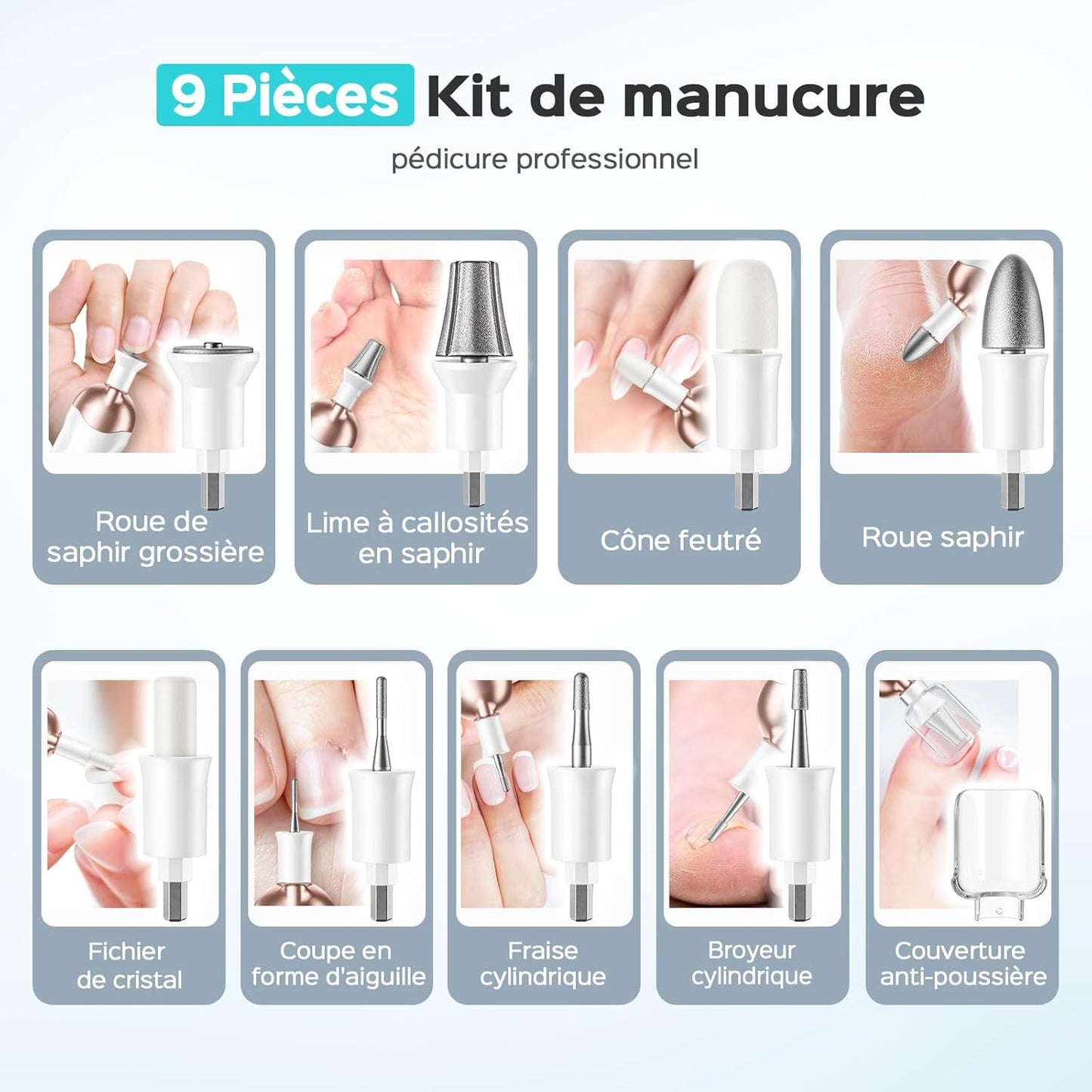 Kit professionnel de manucure et pédicure électrique - BeautiCraft 5X